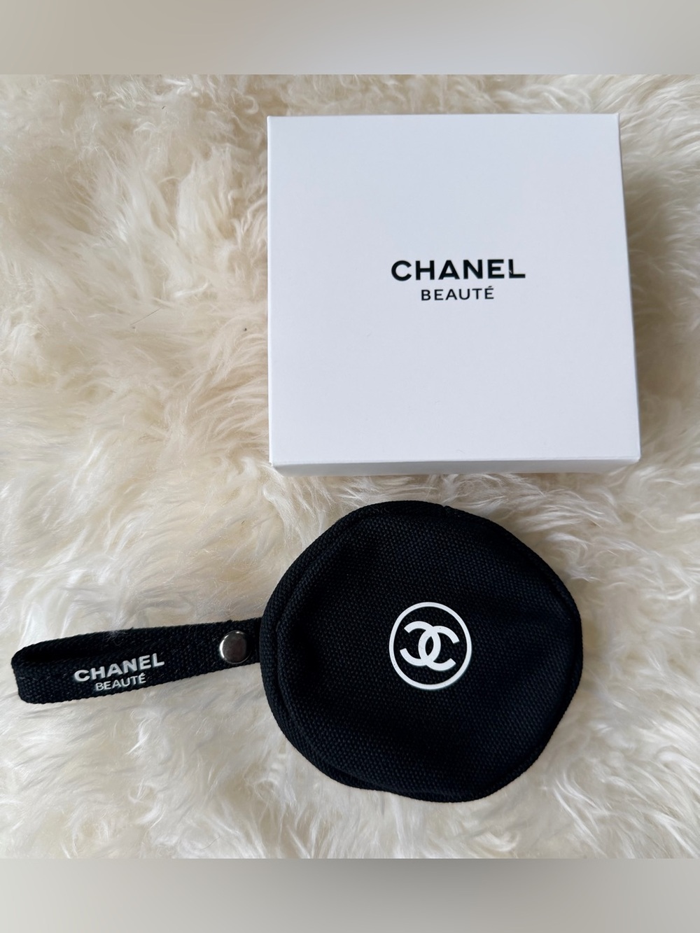 Chanel BEAUTE Black Coin Purse w White ‘CHANEL’ Branding NEW in SEALED Bag w Box